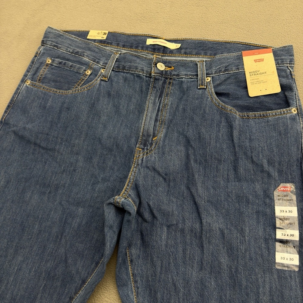 Levis Jeans Womens 33(38 Act) Middy Straight Leg Denim Stretch Mid Rise Med Wash